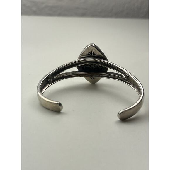 NK Thailand Sterling Silver Cuff Bracelet Green Turquoise Southwest Style - Picture 4 of 7